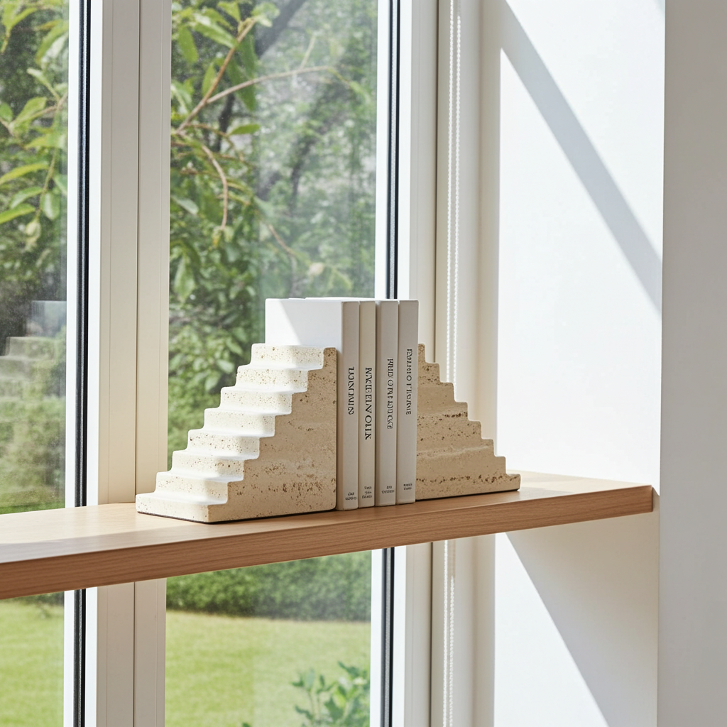 Travertin Buchstützen Set „Giza“