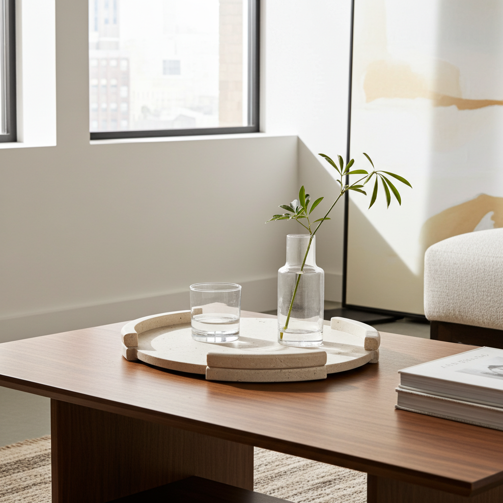 Travertin Tablett „Round Frame“