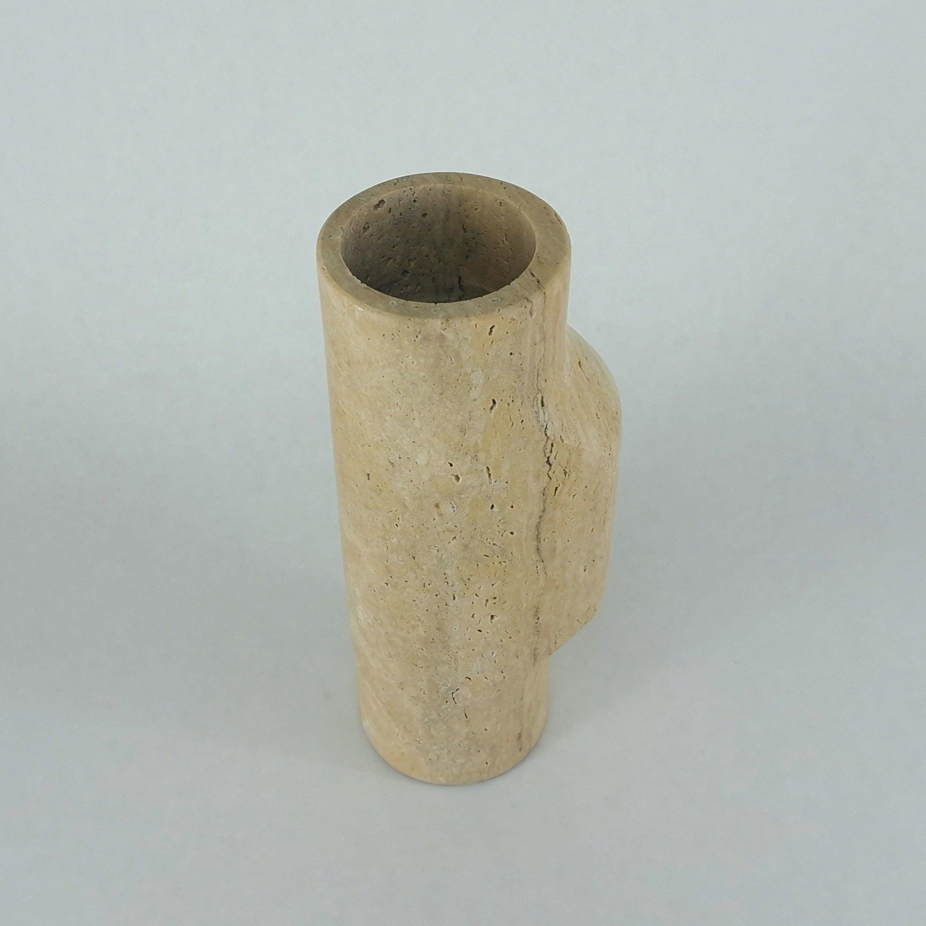Travertin Vase „Contour“ | Minimalistische Naturstein Vase