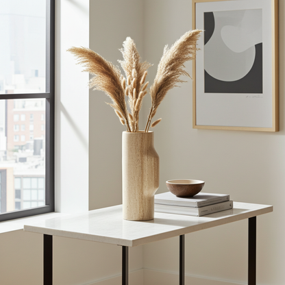 Travertin Vase „Contour“ | Minimalistische Naturstein Vase