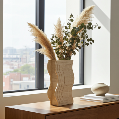 Travertin Vase „Wave“
