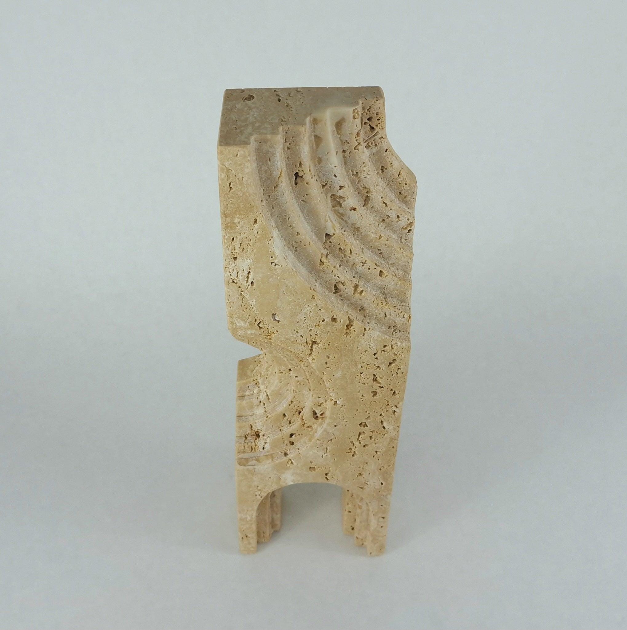 Travertin Skulptur „Archway“ – Naturstein Skulptur mit Rundbögen | Skulptur Beige 39 cm