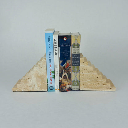 Travertin Buchstützen Set „Giza“
