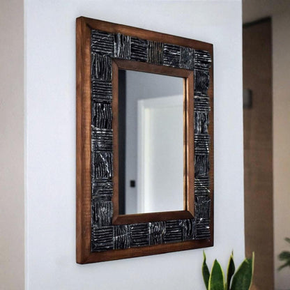 Natursteinspiegel „Noir Frame“ Marmor mit Holzrahmen