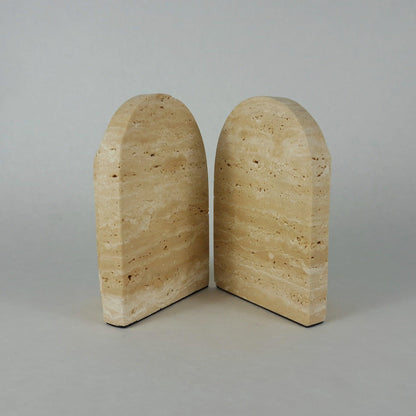 Travertin Buchstützen Set „Vault“