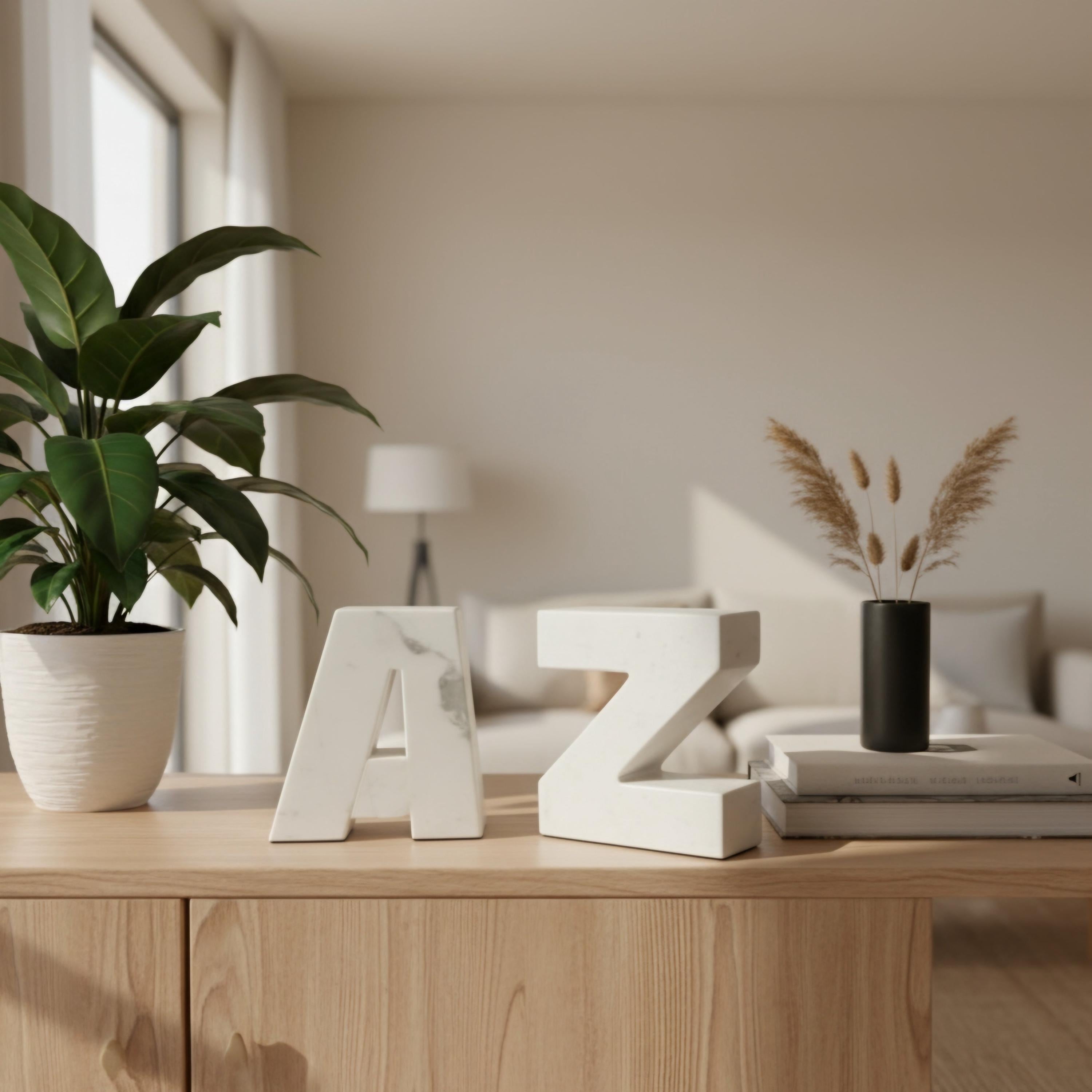 Marmor Buchstaben A–Z – Weiße Naturstein Letters | Dekobuchstaben aus Marmor mit Maserung