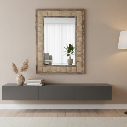 Marmor Wandspiegel „Sahara“ mit Holzrahmen