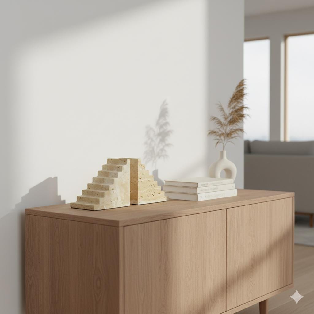Travertin Buchstützen Set „Giza“