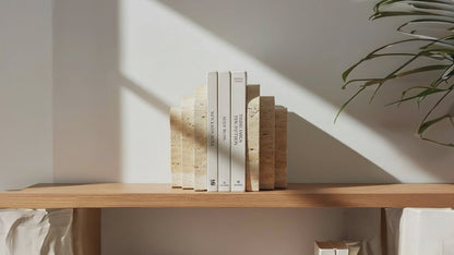 Travertin Buchstützen Set „Vault“