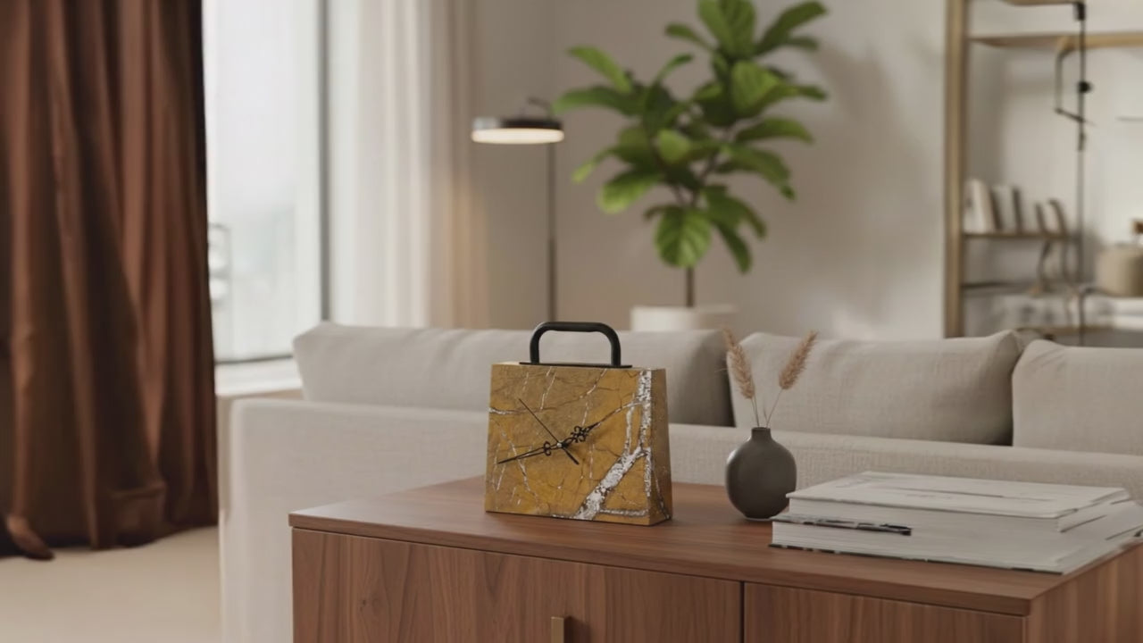 Video laden: Marmor Tischuhr „Amber Vein“