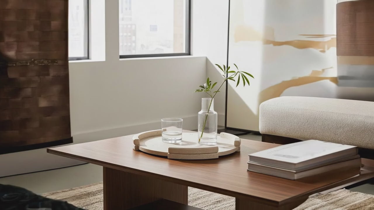 Video laden: Travertin Tablett „Round Frame“